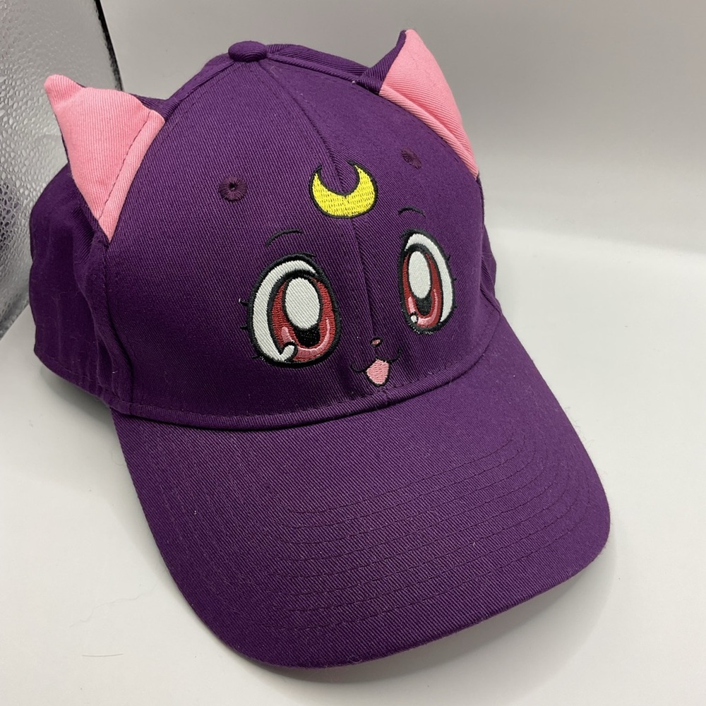 Sailor Moon Luna Cosplay Purple Cat Hat Season 3 Snap Back Adjustible Ears